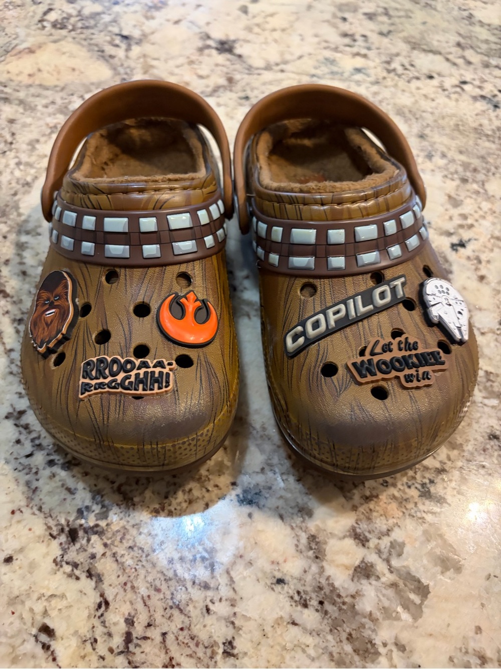 Kids' Brown Star Wars Chewbacca Copilot Crocs Shoes Sz 11c